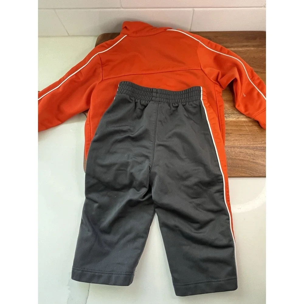 Nike Toddler Track Suit 2-Piece Set Orange Gray Size 12 Months Jacket Pants - Picture 8 of 8